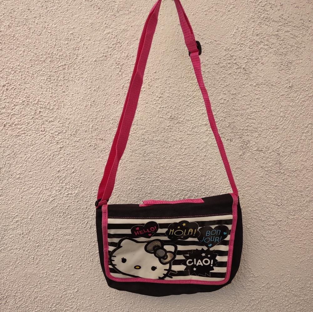 Hello Kitty Black and Pink Crossbody Bag Everyday Casual Party Anime Kawaii Rave